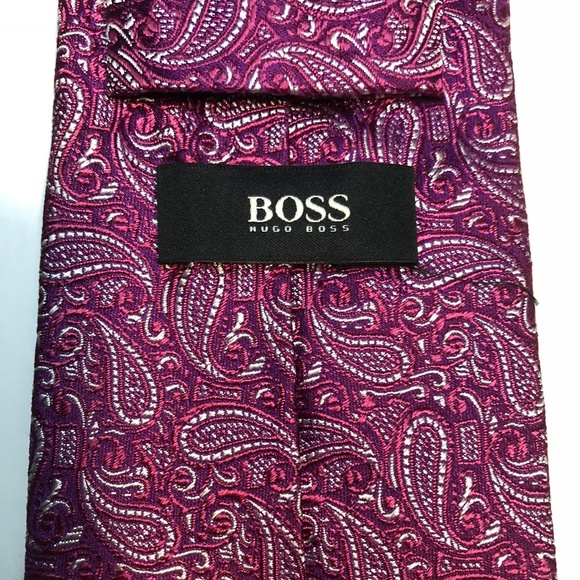 Hugo Boss Purple Paisley Classic Tie - Picture 3 of 6